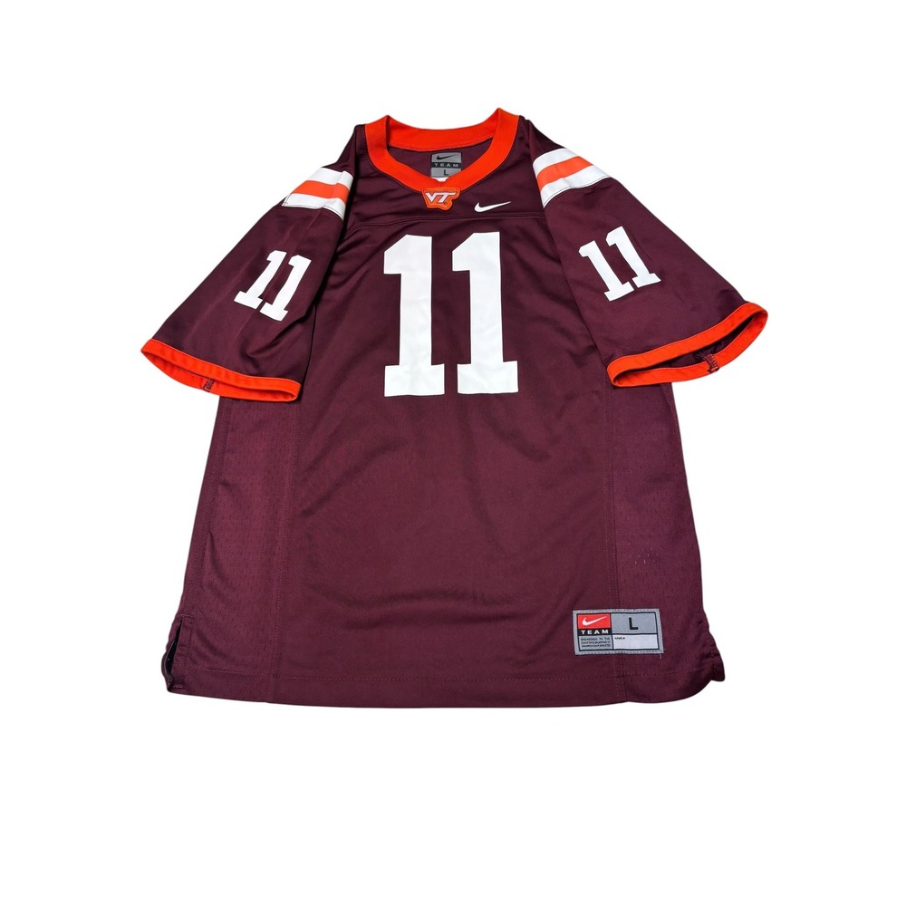 Nike Virginia Tech Hokies #11 Football Jersey Maroon Orange Mens Large